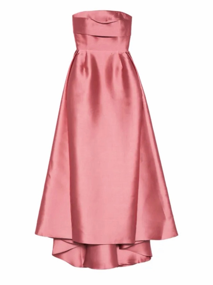 Solace London Strapless Satin High-Low Gown In Rose